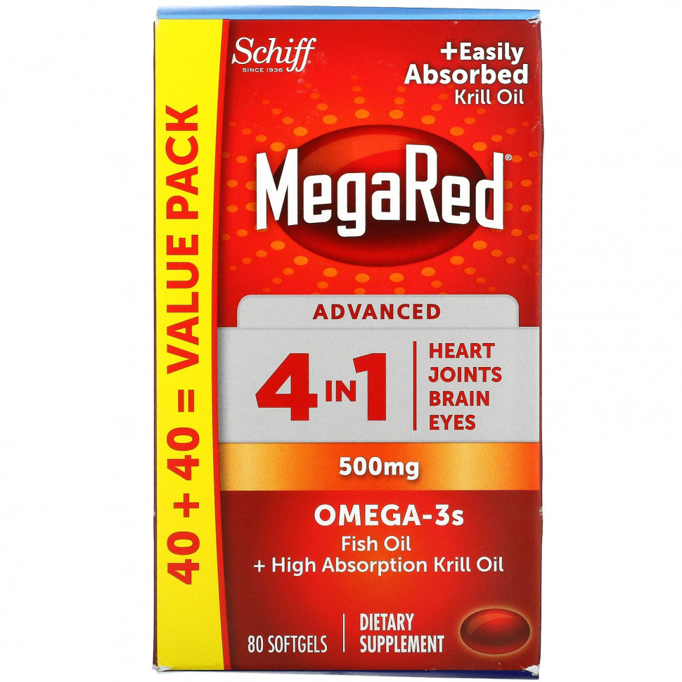 ���� ������ (Iherb) Schiff, MegaRed, ���������� ������� 4 � 1, 500 ��, 80 ������ ��������, ������ �� 8090 ���