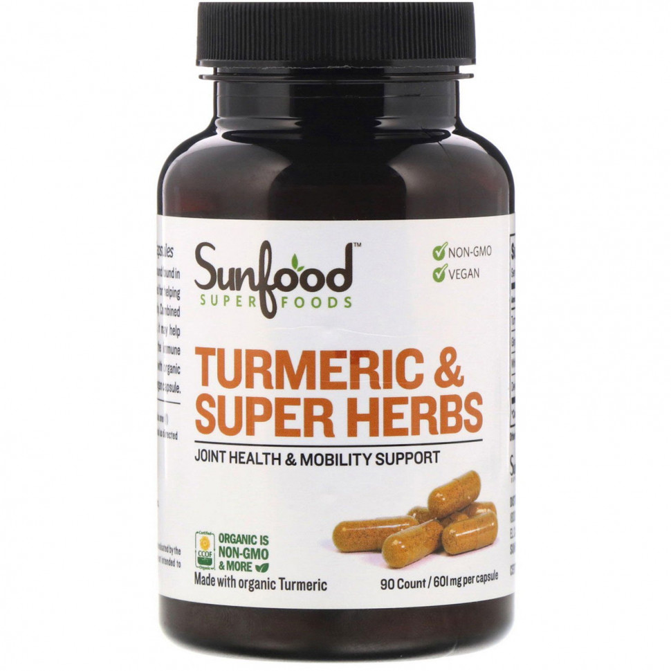���� ������ (Iherb) Sunfood, Turmeric & Super Herbs, 601 mg, 90 Count, ������ �� 4870 ���