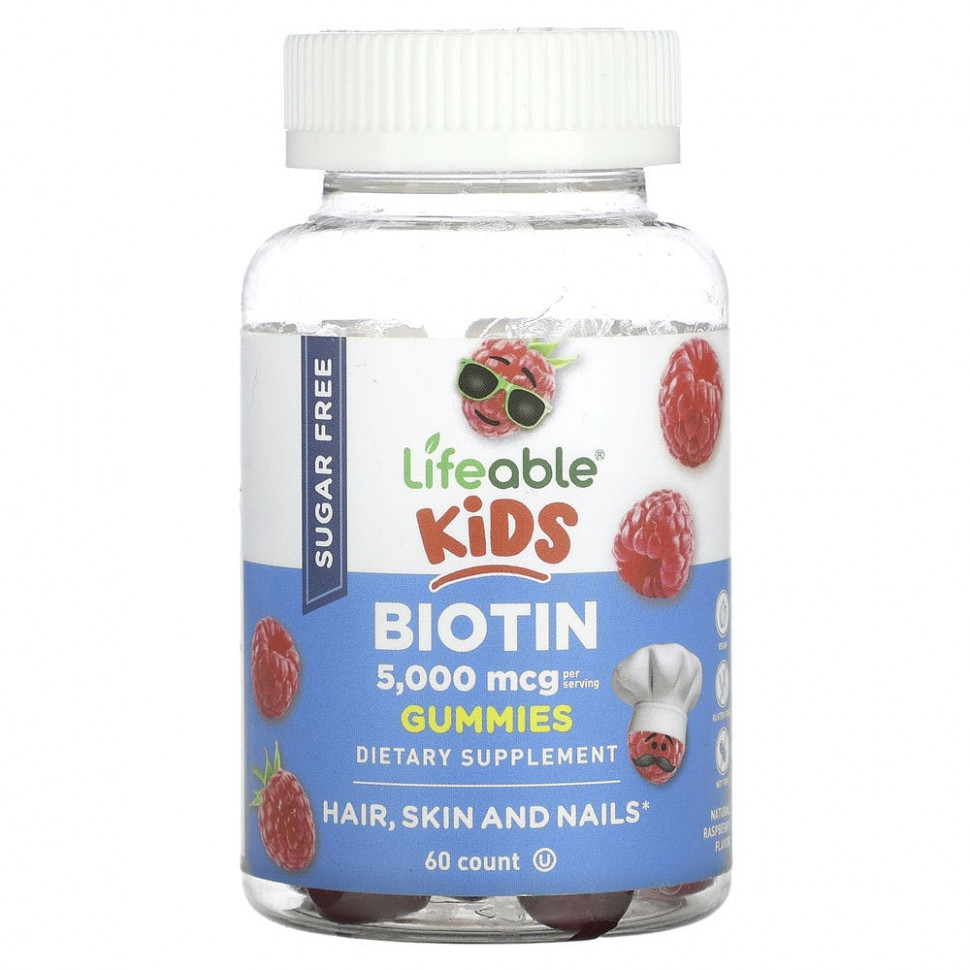 ���� ������ (Iherb) Lifeable, Kids Biotin Gummies, ������, 2500 ���, 60 ��., ������ �� 2680 ���