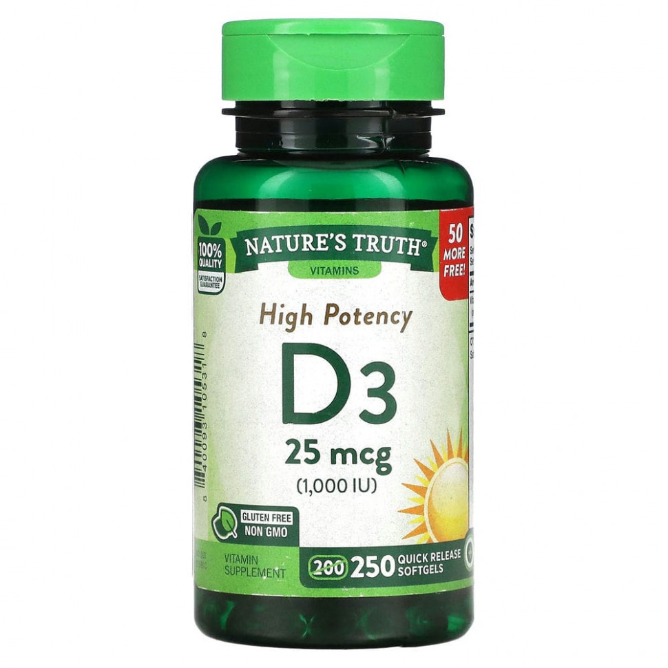 ���� ������ (Iherb) Nature's Truth, ����������������� ������� D3, 25 ��� (1000 ��), 250 ������ �������� �������� �������������, ������ �� 2660 ���