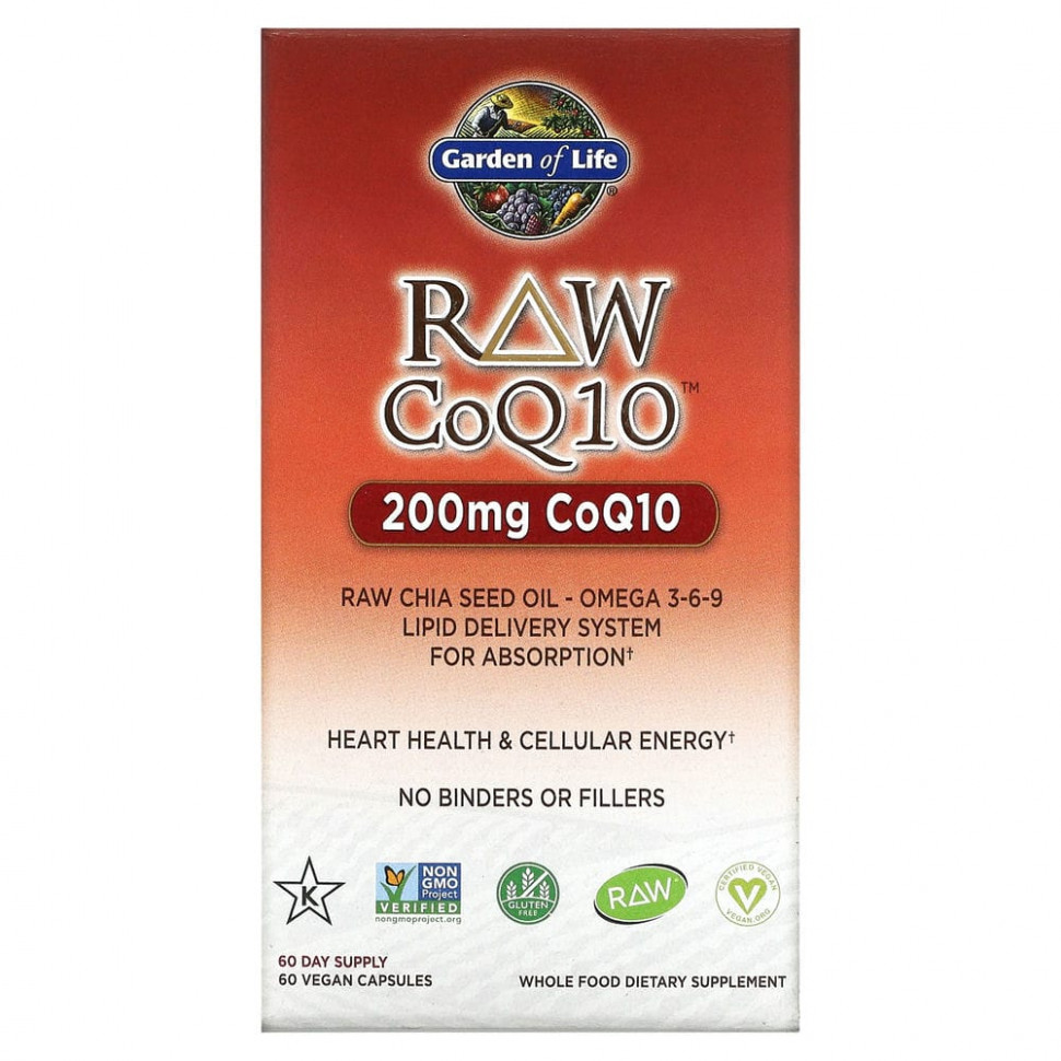 ���� ������ (Iherb) Garden of Life, RAW CoQ10, 200 ��, 60 ��������� ������, ������ �� 8230 ���