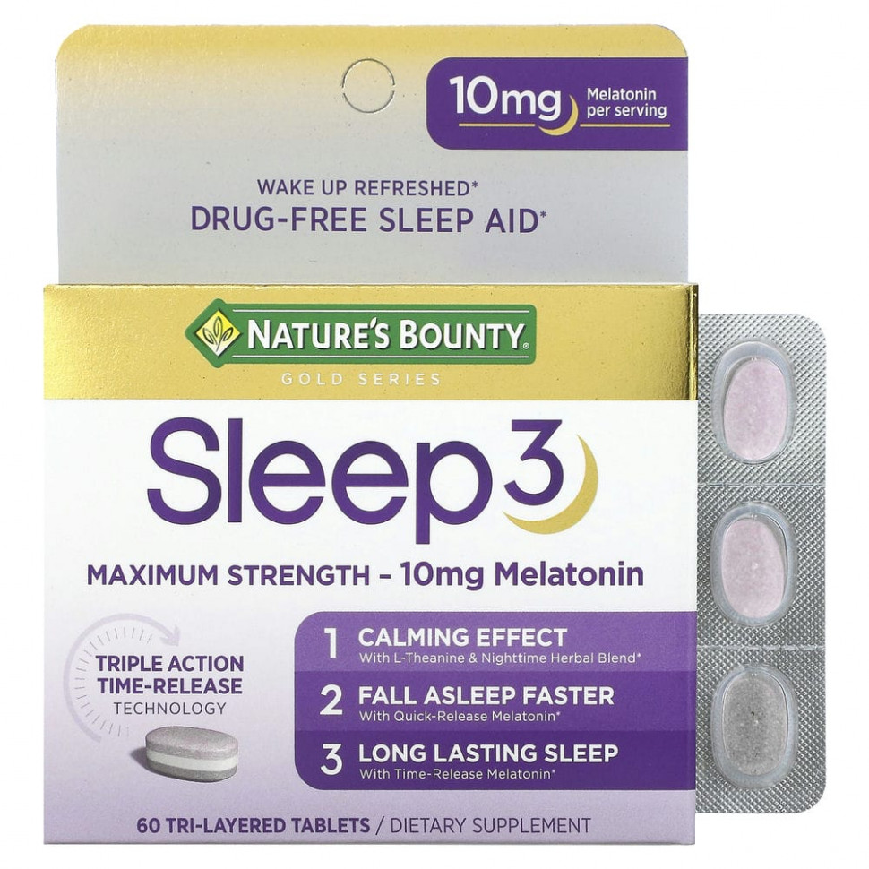 ���� ������ (Iherb) Nature's Bounty, Sleep 3, ����������� �������� ��� ��������� �������� ���, ��� ������������� �������, 60 ����������� ��������, ������ �� 4800 ���