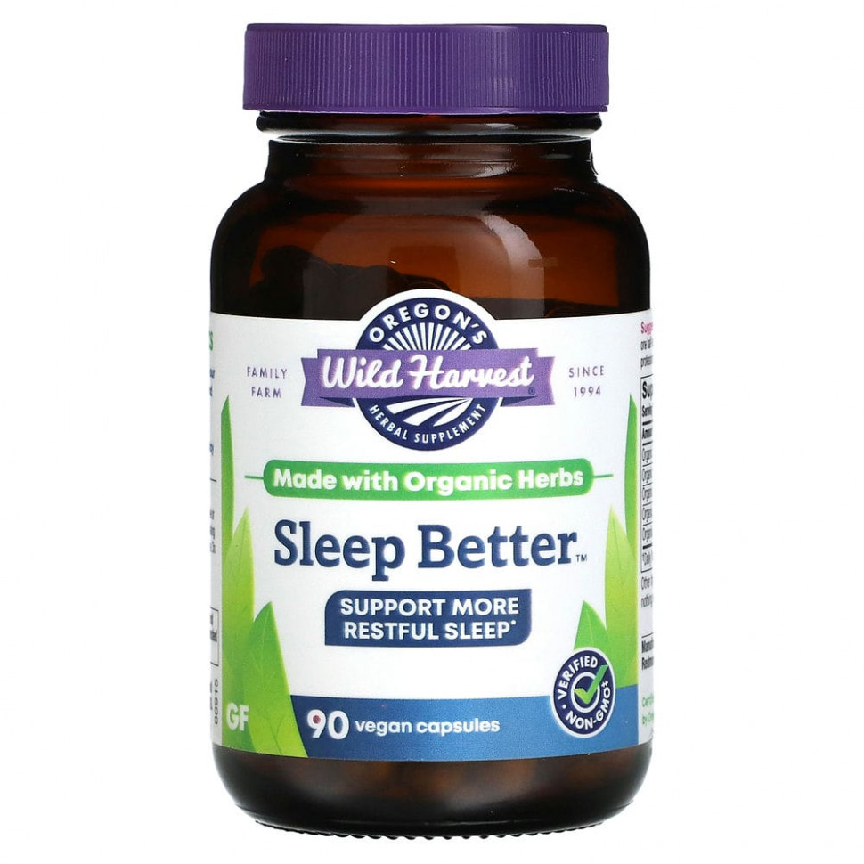   (Iherb) Oregon's Wild Harvest, Sleep Better, 90 Non-GMO Vegetarian Capsules,   4400 