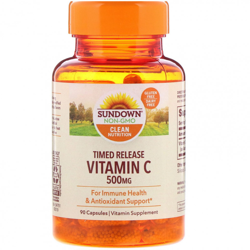 ���� ������ (Iherb) Sundown Naturals, ������� C, ����������� �������������, 500 ��, 90 ������, ������ �� 1840 ���