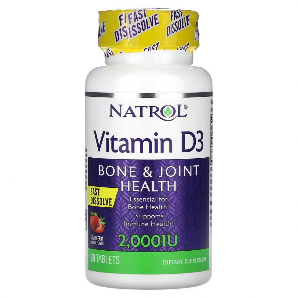 ���� ������ (Iherb) Natrol, ������� D3 ��� �������� ������ � ��������, ���������� ����, 2000 ��, 90 ��������, ������ �� 2010 ���
