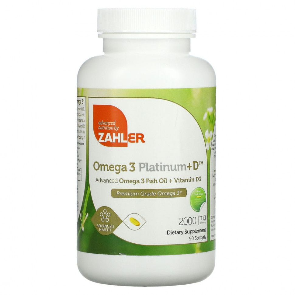���� ������ (Iherb) Zahler, Omega 3 Platinum+D, ������������������� ����� ��� � �����-3 � ��������� D3, 1000 ��, 90 ������, ������ �� 4710 ���