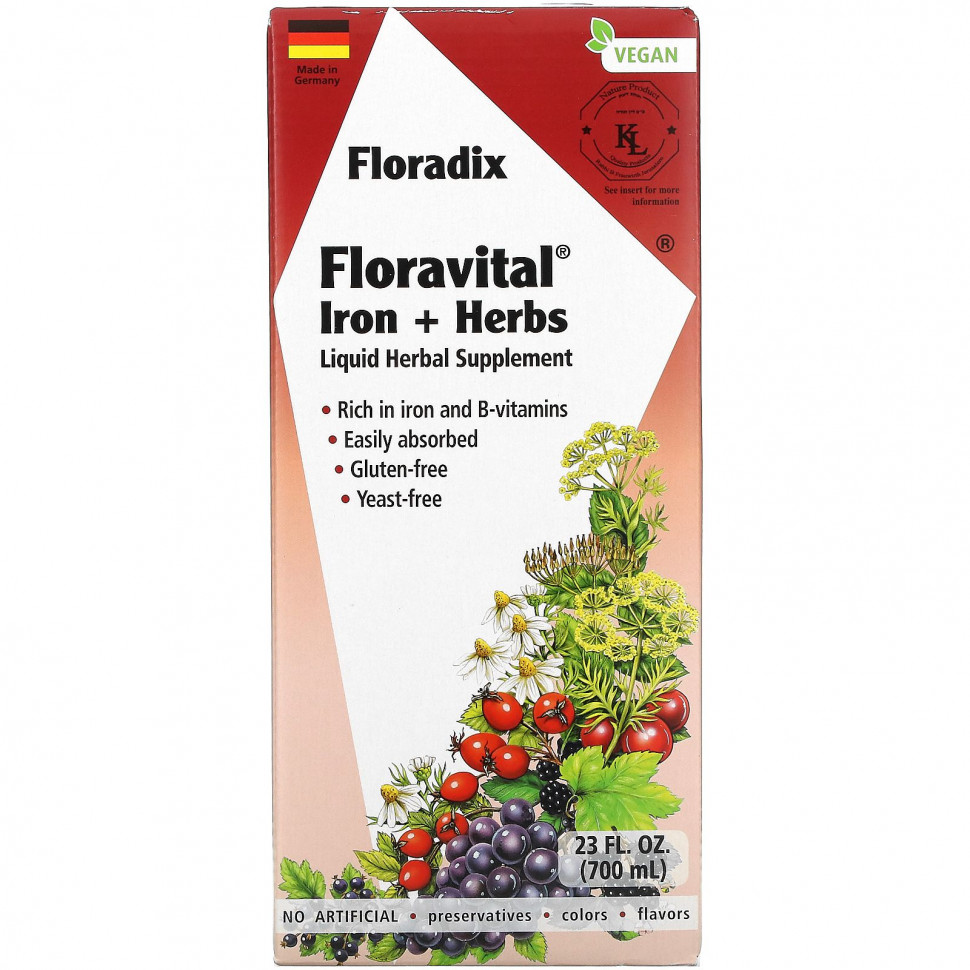 ���� ������ (Iherb) Gaia Herbs, Floradix, ������ � ����� Floravital, 23 ����. ����� (700 ��), ������ �� 10990 ���