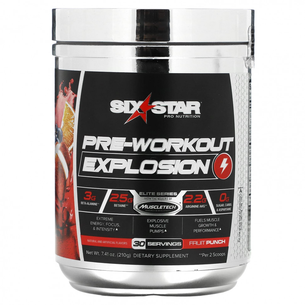 ���� ������ (Iherb) SIXSTAR, Pre-Workout Explosion, Fruit Punch, 7.41 oz (210 g), ������ �� 3960 ���