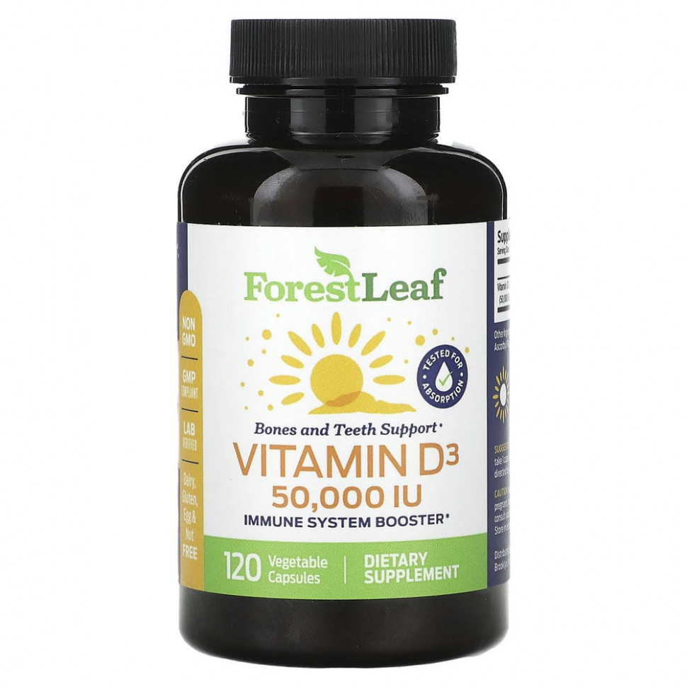 ���� ������ (Iherb) Forest Leaf, ������� D3, 50 000 ��, 120 ������������ ������, ������ �� 3930 ���