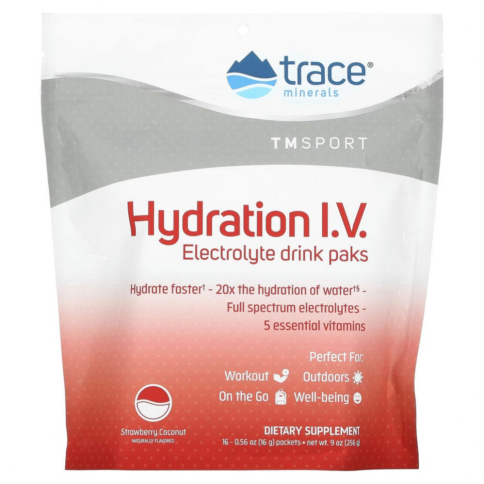 ���� ������ (Iherb) Trace Minerals �, TM Sport, Hydration IV, ������������� ������� � ���������, �������� � �����, 16 ��������� �� 16 � (0,56 �����), ������ �� 4640 ���