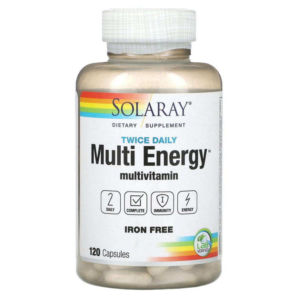 ���� ������ (Iherb) Solaray, Twice Daily, Multi Energy Multivitamin, Iron Free, 120 Capsules, ������ �� 4100 ���