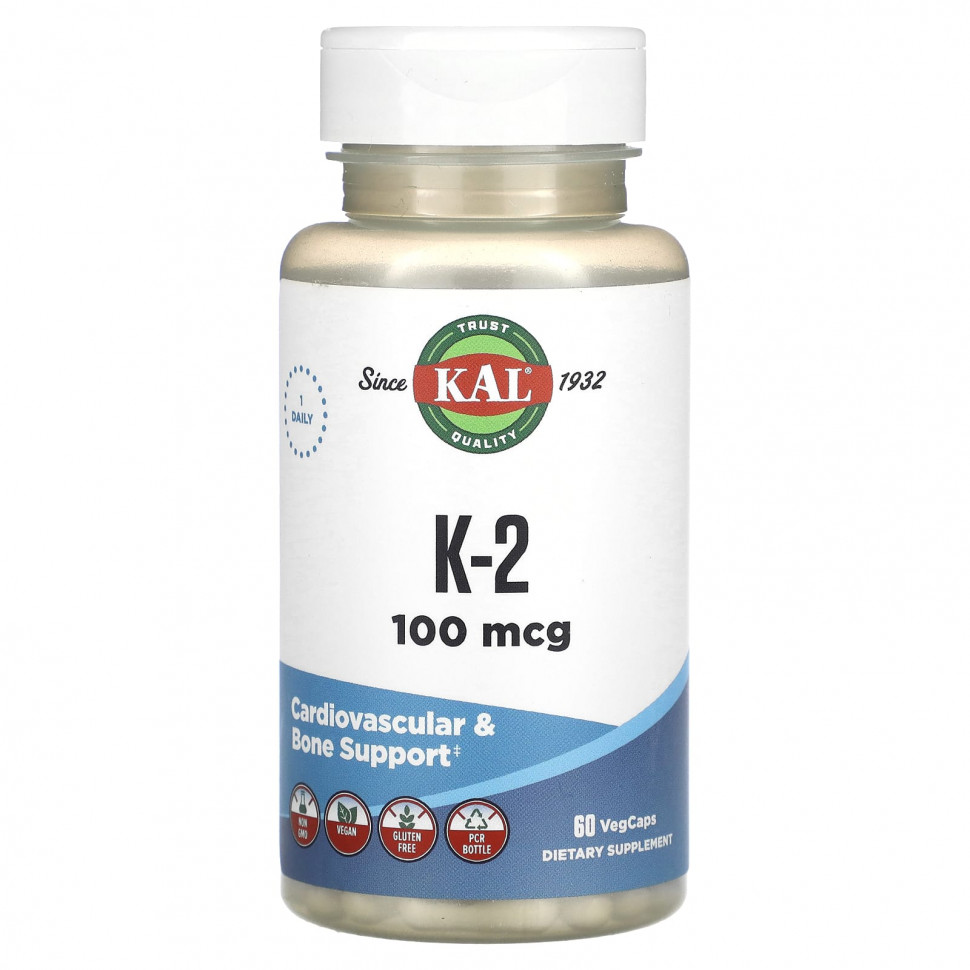 ���� ������ (Iherb) KAL, K-2, 100 ���, 60 �������������� ������, ������ �� 3300 ���
