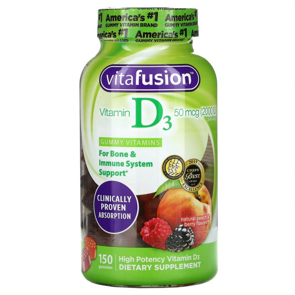 ���� ������ (Iherb) VitaFusion, ������� D3, � ����������� ������ ������� � ����, 25 ��� (1000 ��), 150 ����������� ��������, ������ �� 2820 ���