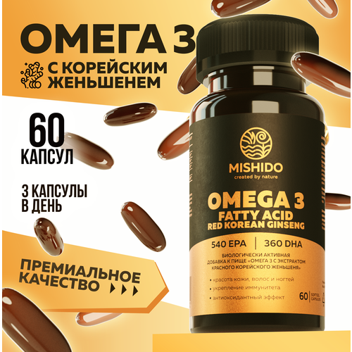 ���� ����� 3 + ������� ��������� �������� MISHIDO, 60 ������ ����� ��� 1000�� Omega 3, ������ �� 217 ���