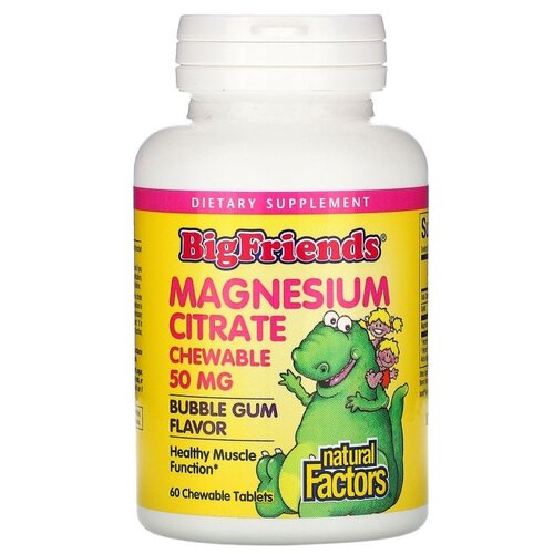 ���� �������� Natural Factors Big Friends Chewable Magnesium Citrate, 110 �, 50 ��, 60 ��., ������ �� 1240 ���