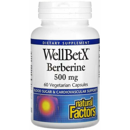 ���� 100% iHerb - Berberine, ��������, WellBetX, 500 ��, 60 �������������� ������, Natural Factors, ������ �� 3317 ���