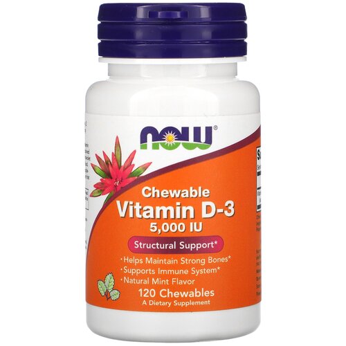 ���� �������� NOW Chewable Vitamin D3 5000 IU, 70 �, 90 ��, 120 ��., ������ �� 1535 ���