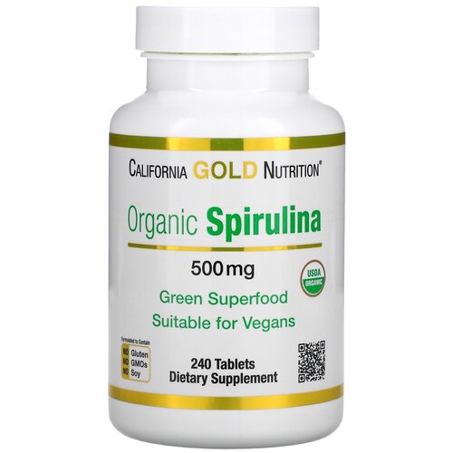 ���� California Gold Nutrition Organic Spirulina ���., 500 ��, 180 �, 240 ��., ������ �� 3785 ���