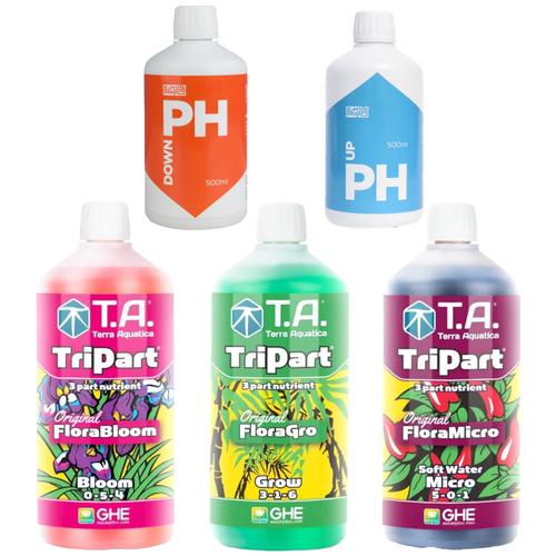    GHE flora Series (TriPart T.A.) Grow/Bloom/Micro 3  1 SW (  )+ E-MODE pH Up/pH Down 2   0,5,   6300 
