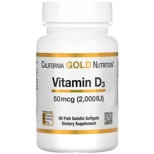 ���� ������� �3 (Vitamin D3 California Gold Nutrition), 50 ��� (2000 ��), 90 ������, ������ �� 1250 ���